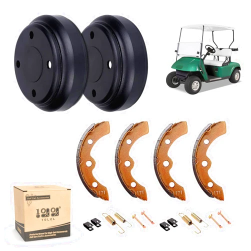 10L0L Golf Cart Brake Drums & Brake Shoes Deluxe Set for Golf Cart Club Cart DS (1995-up) & Precedent (2004-up) with Brake Shoes Spring Kit