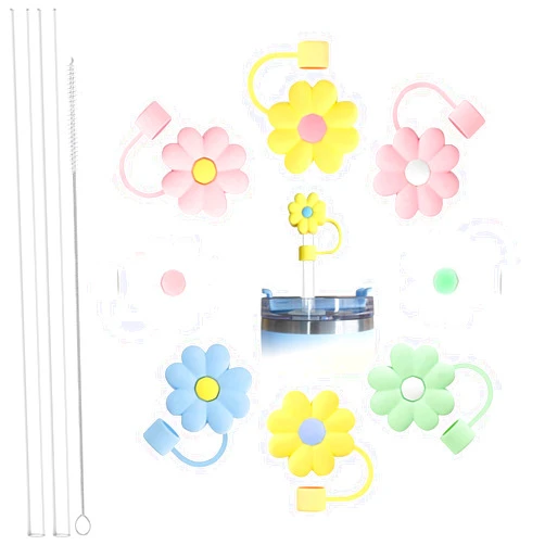 LXC YIZHIFA Silicone Dustproof Straw Cover Cap and 10MM Straw, Suitable for Stanley Cup Straw Cover, Also Suitable for Other Different Brand Cup 10MM Straw, Cup Decoration can be Reused
