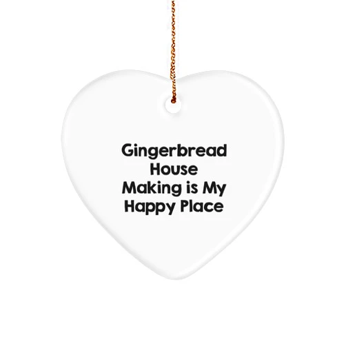 Generic Gingerbread House Making Enthusiast Heart Ornament - Inspirational Gifts for Christmas - Funny Quote 'Gingerbread House Making is My Happy Place' - Unique Gifts for Friends and Family