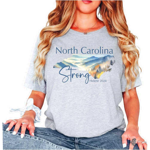 PinkCloverUSA North Carolina Strong Shirt, NC Hurricane Helene Flood Survivor Tshirt, Western NC Storm Shirt for Hurricane Helene Victims and Rescuers, WNC Support Tee (S, Athletic Heather)