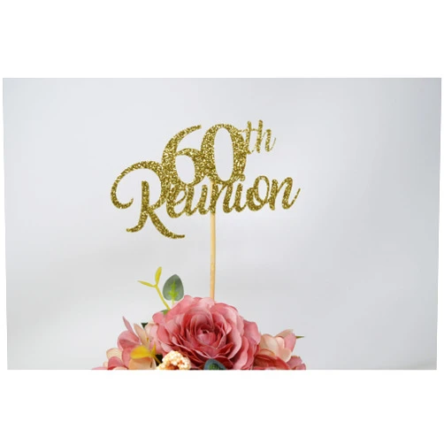 Bella Party 60th Reunion Table centerpiece sticks, 60th High School Reunion Party Table, 60th Reunion prop, Glitter Class Reunion cutouts, 60th, class of 1964