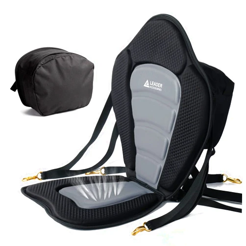 Leader Accessories Kayak Seats Paddle Board Seat Universal Padded Canoe SUP Seat with Back Support - Deluxe Kayak Chair Seat Cushion with Storage Bag
