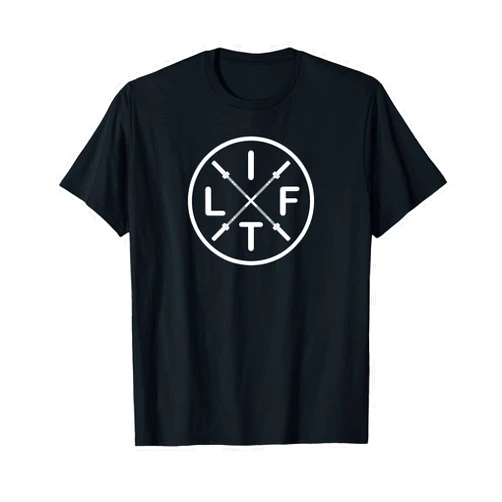 AMRAP Liftwear Apparel Lift Weightlifting Fitness Barbells Crossed Circle T-Shirt
