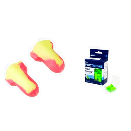 Howard Leight by Honeywell Laser Lite High Visibility Disposable Foam Earplugs, Pink/Yellow, 200-Pairs & Flents Ear Plugs, 10 Pair with Case, Ear Plugs