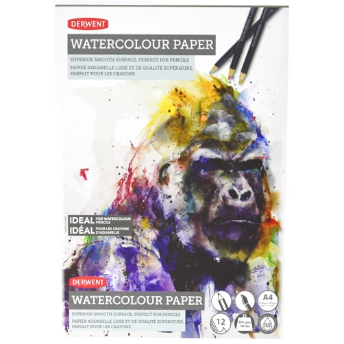 Derwent Watercolor Paper Pad, A4, 8.27 x 11.69 Inches Sheet Size, 12 Sheets (2301970)