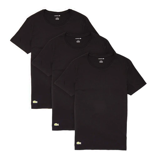 Lacoste Men's Essentials 3 Pack 100% Cotton Slim Fit Crewneck T-Shirts