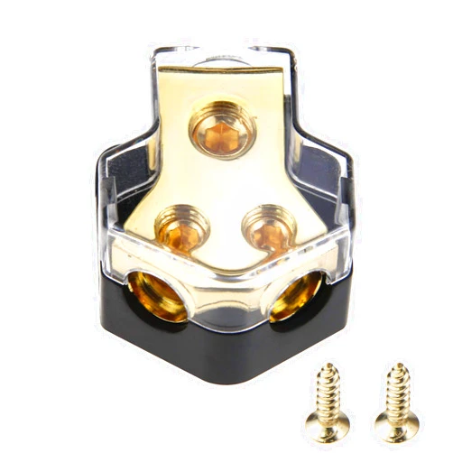 ZOOKOTO 0/2/4 Gauge in 4/8/10 Gauge Out Amp Power Distribution Block Car Audio Splitter 2 Way Outputs Power Distributor Block Fuse Holder with Set Screws