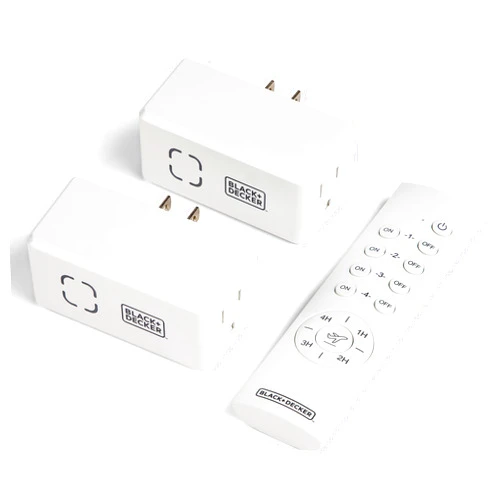 BLACK+DECKER Wireless Remote-Control Outlet Timers, Pack of 2 Grounded Outlets, 1 Remote