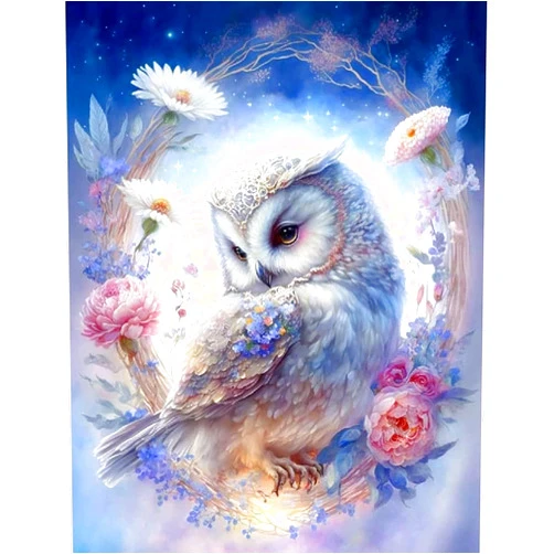 KEUASDV Diamond Painting Kits for Adults Owl Flower DIY 5D Full Drill Diamond Painting Kits for Adults Kids Beginner，for Home Wall Decor, Gem Art 12 x 16 Inches