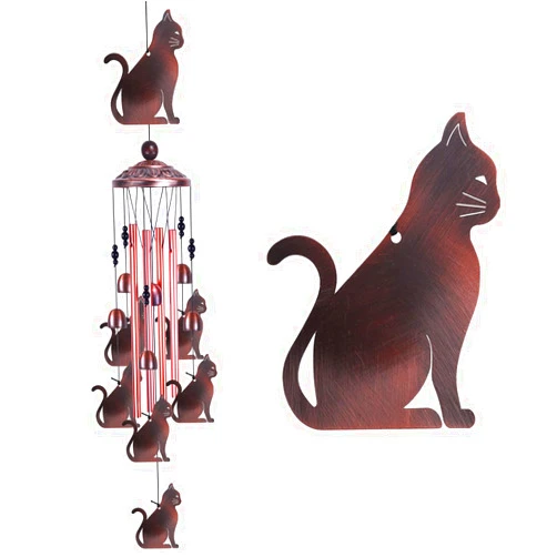 Xxschy Garden Cat Wind Chimes Outdoor Indoor Decor - with 4 Tubes 6 Bells 7 Cats Wind Chime, Mobile Romantic Cat Wind Catcher, Cats Windchimes for Home, Mom Gifts, Balcony, Tree, Festival, Garden Decoration
