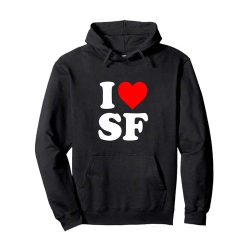 SF Gifts I Love SF San Francisco - Heart Pullover Hoodie