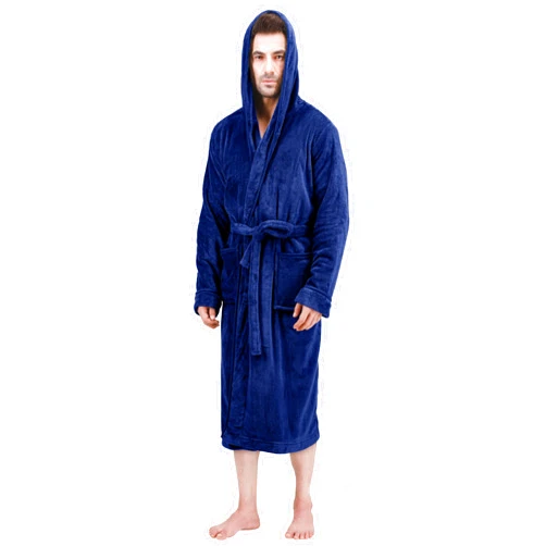 NY Threads Men's Hooded Fleece Bathrobe Plush Long Spa Robe