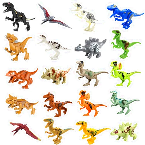 Toysvill Compatible Dinosaurs Mini Figures for Jurassic World Building Blocks Toys (Set of 20 Pieces) with Moving Parts. T Rex, Dragon Sword, Pterodactyl, Tyrannical Dragon, Stygimoloch et al.
