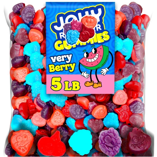 ZompoZ JolliRancher Very Berry Assorted Gummies, Bulk 5 Lbs Gummy Candies, 5 Fruit Flavors Soft and Chewy Jellies for Kids Goody Bags, Birthday Party Treats and Pinatas