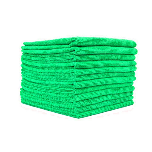 The Rag Company - All-Purpose Microfiber Terry Cleaning Towels - Commercial Grade, Highly Absorbent, Lint-Free, Streak-Free, Kitchens, Bathrooms, Offices, 300gsm, 16in x 16in, Green (12-Pack)