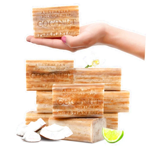 Australian Botanical Soap, Coconut with Lime Oil | Pure Plant Oil Soap, 6.6 oz, (187g) Bars - 8 Count
