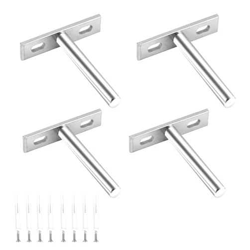 LAOJU Floating Shelf Bracket Hidden Shelf Supports Brackets 4PCS Heavy Duty Concealed Blind Shelf Support Wall Mounted Brackets with Mounting Screws for Floating Wood Shelves (3 inch)