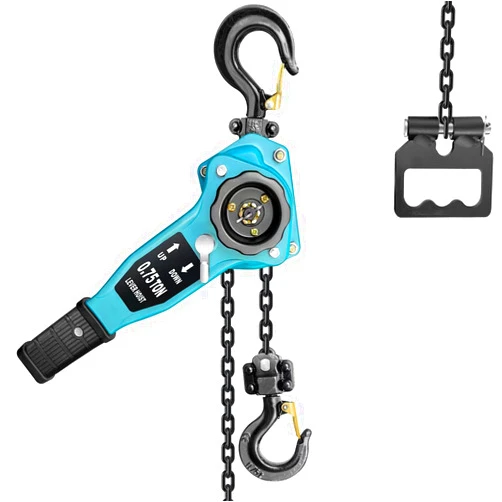 Toolzeen Manual Lever Chain Hoist 3/4 Ton 1650 lbs Lever Hoist 5 ft Ratchet Chain Puller Hoist|2 Heavy Duty Hooks G80 Chain|Industrial Grade Steel Construction (5FT, BLUE)