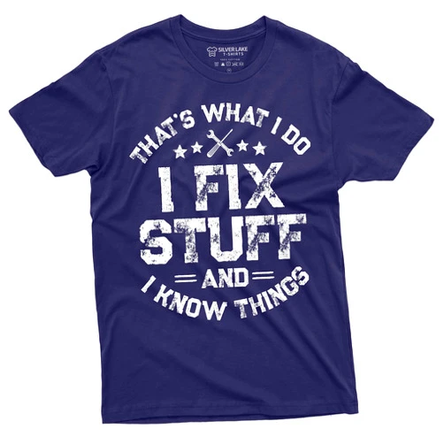 Silver Lake T-shirts Men's Funny I fix Stuff T-Shirt Mechanic Engineer Garage Tee Shirt