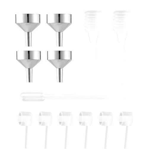 YAFIYGI 13Pcs Perfume Dispenser Transfer Replacement Tool include 6 Perfume Dispenser Pump 4 Mini Metal Funnel 1 Pipettes&2 Mini dropper for Small Travel Refillable Perfume Atomizer Spray Bottle