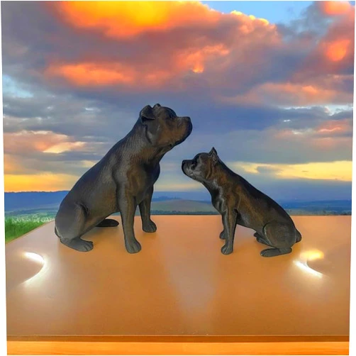 Generic Pitbull Statue, Pitbull Gifts, Pitbull Mom, Pittie Mom, Buff Pitbull with Ears (12 inches, Black)