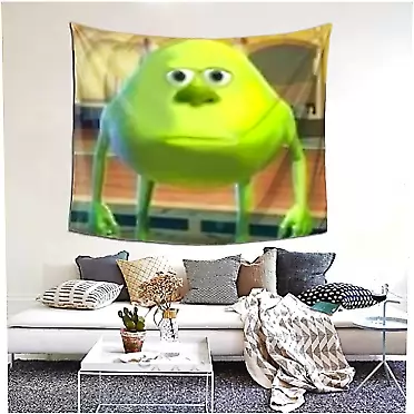 Qualet Mike Wazowski with Sully Face Meme Tapestry Wall Hanging for Bedroom Living Room Dorm Home Decor 60x51 Inch
