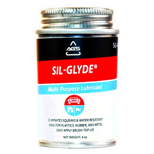 AGS Automotive Solutions SIL-Glyde Brush Top Can Multi-Purpose All-Weather Lubricating Compound for All Surfaces, 4 oz Lubricant Can, Silicone Lubricant, Ensure Friction Resistance