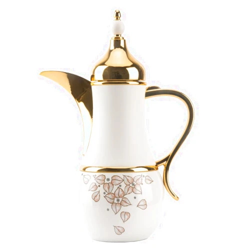 Otantik Home Lilac Collection Vacuum Flask for Tea and Coffee, 1.0 Liter Size, White Color, Porcelain Material, Stylish Insulated Flask to Keep Your Drinks Hot or Cold, Perfect for Any Occasion by Otantik Home