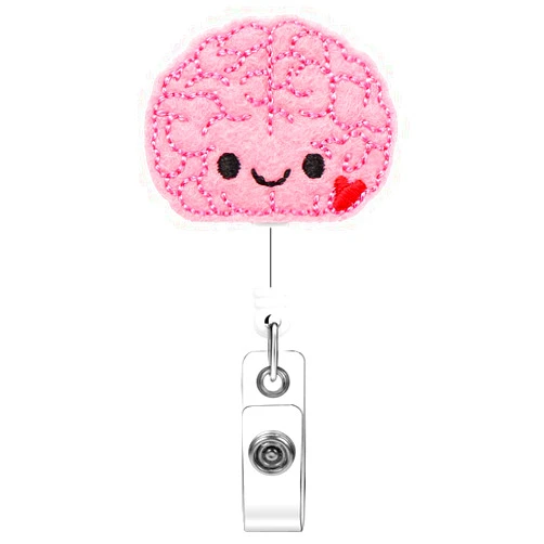 Soleebee Brain Badge Reel, Retractable Nurse Badge Holder With Belt Clip, Cute Felt ID Holder for Doctors, Teachers, Students