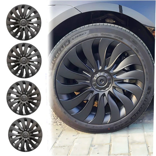 KAVANIC Fits 2025 Model 3 Highland Wheel Covers 18 Inch Symmetry Design Rim Protector Matte Black ABS Wheel Cover for 2024-2025 Model 3 Highland Wheel Cover Replacement(Set of 4)