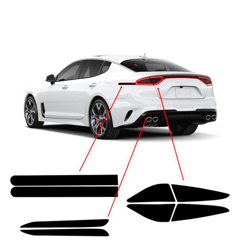 BOGAR TECH DESIGNS Tail Light Sidemarkers Rear Reflectors Lamp Precut Tint Kit Compatible with and Fits Kia Stinger GT (ONLY) 2018-2021, Dark
