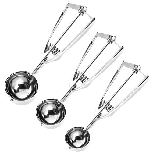 JUNADAEL J Cookie Scoop Set, Cookie Dough Scoop, Cookie Scoops for Baking Set of 3, Silver, Include Large/Medium/Small, for Cookies, Ice Cream, Muffin, Cupcakes, Truffles, Mashed Potatoes