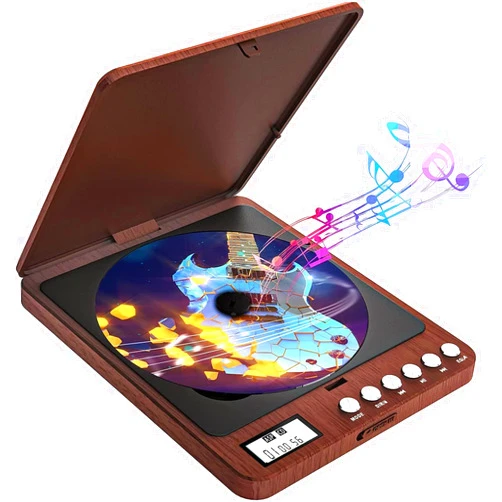 CCHKFEI Portable CD Player with Built-in Speakers 2000mAh Rechargeable Walkman CD Player Portable Double 3.5mm Stereo Headphones Jack, Anti-Skip Compact Discman Music Player for Kids Car