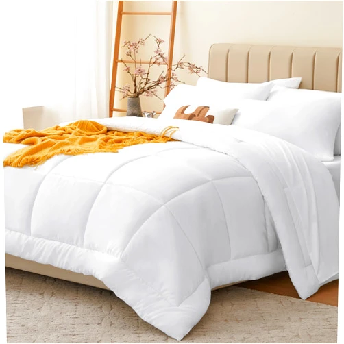 CozyLux White Comforter Queen Comforter Set - 7 Pieces Bed in a Bag Comforters Queen Size, Bedding Sets with All Season Quilted Comforter, Flat Sheet, Fitted Sheet, Pillowcases, White, Queen
