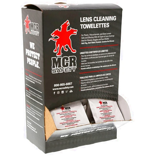 MCR Safety LCT Anti-Fog Anti-Static Lens Cleaning Towelette - 100 Wipes