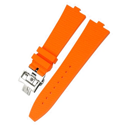 YASHUNJIA 24x7mm Convex Type Fluoros Rubber Watch Bands Fit For Vacheron Constantin Overseas Quick Change Device Blue Whtie Black Orange Strap