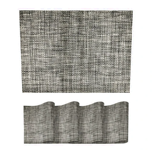 Artoid Mode Vinly Placemats Set of 4, Wipeable Woven Plastic PVC Place Mats for Party Dining Table, Dark Gray