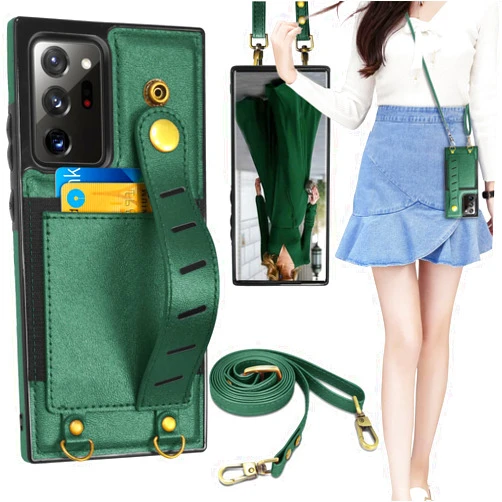 Tekcoo Galaxy Note 20 Ultra 5G Wallet Case, Tekcoo PU Leather Wristlet Card Holder Slot Carrying [Removable Crossbody Strap] Purse Protective Back Cover for Samsung Galaxy Note 20 Ultra 5G Dark Green