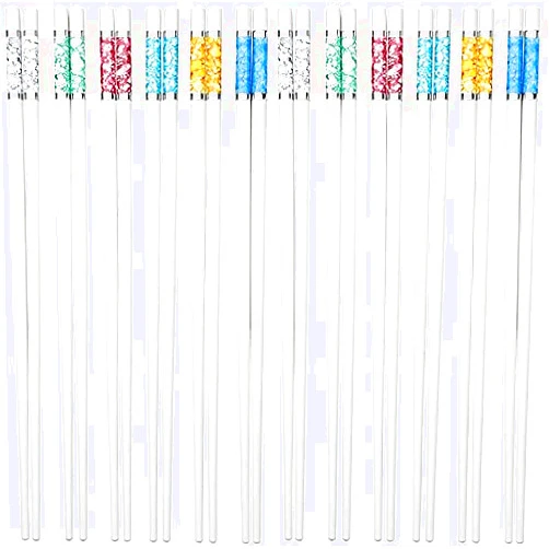 TEidea 10 Pairs Fiberglass Chopsticks Gift Set White Anti-Skid Alloy Chopsticks Reusable Dishwasher-Safe(Color:And;Size:24.2Cm)