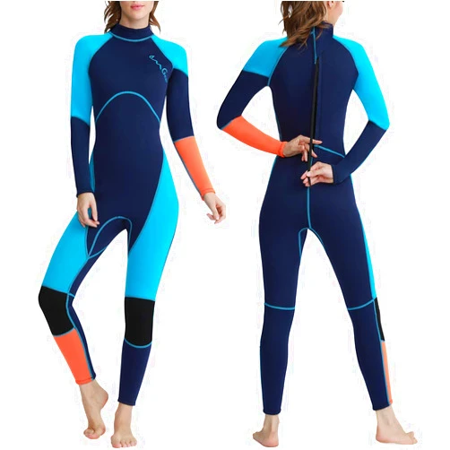 OMGear Wetsuit Men Women 3mm Neoprene Full Body UV Protection One Piece Long Sleeves Scuba Diving Suits Back Zipper Swimsuit for Scuba Diving Surf Snorkeling Swimming