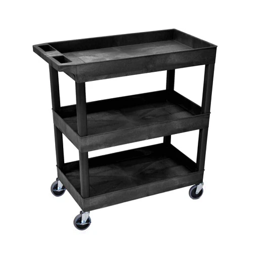 LUXOR EC111-B Tub Storage Cart 3 Shelves - Black,32