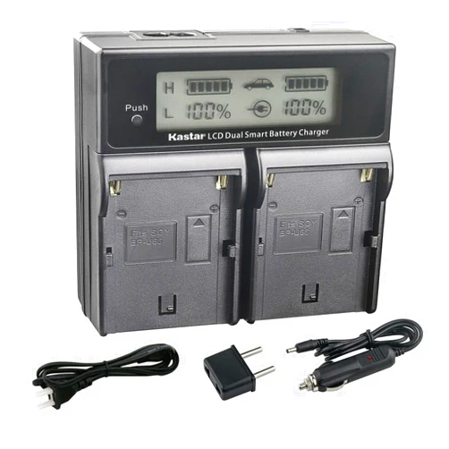 Kastar AC LCD Dual Fast Charger Compatible with Sony BP-U30 BP-U35 BP-U60 BP-U60T BP-U66 BP-U65 BP-U68 BP-U70 BP-U90 BP-U95 BP-U96 BP-U98 Battery, Sony BC-U1 BC-U2 BC-CU1 Charger