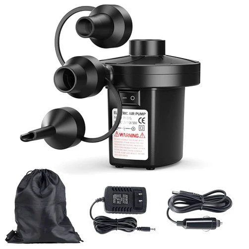 Motorenbau Electric Air Pump for Inflatables,Portable Quick-Fill Air Pump with 3 Nozzles,110V AC/12V DC, Inflator/Deflator Pumps for Outdoor Camping, Air Mattress Beds, Boats,Inflatable Cushion,Couch,Pool Floats
