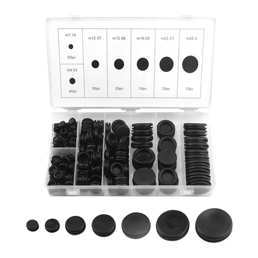 XINGYHENG 170Pcs 7 Sizes Rubber Grommet Kit Electrical Wire Gasket Solid Hole Plugs Assortment Set for Plumbing Automotive General Repair