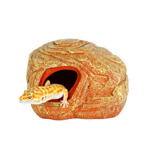 REPTI ZOO Gecko Hide Cave, 2 in 1 Snake Reptile Hideout for Hide & Rest & Breed & Feeding, Reptile & Amphibian Habitat Decor for Corn Snake, Small Snake, Ball Python, Crested Gecko, Leopard Gecko