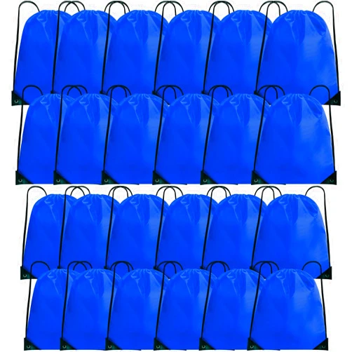 HYTHOZO 24 Pack Drawstring Bag Drawstring Backpacks String Bags Cinch Bag Gym Bag Bulk Sackpack Sports Draw String Bags Pack for Women Men (Navy Blue)