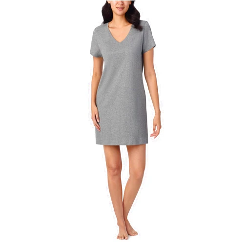 Nautica Womens Sleep Shirt Dress - Lightweight, Breathable Pajama Top - Cotton Knit Jersey V-Neck Sleepwear and Loungewear