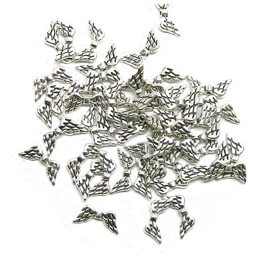 Rockin Beads (TM) Rockin Beads Brand, 48 Angel Wings Antiqued Silver Beads Cast Zinc Metal Beads 20x9mm
