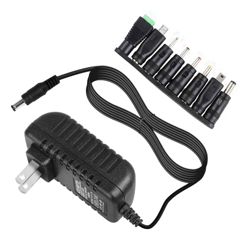 AlloverPower Universal AC DC 5V 1A 2A/2000mA Power Supply Cord Adapter Charger with 8 Variable Plug Tips (Include 5.5mm / 3.5mm / Mini USB/Micro USB / 4.7mm Switching Connector)
