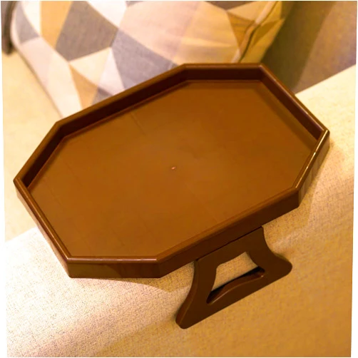 GREENANTS TV Tray Sofa Arm Clip on Snack Table Sofa Armrest Clip Table Tray Plastic Chair Armrest Tray Organizer (Brown)
